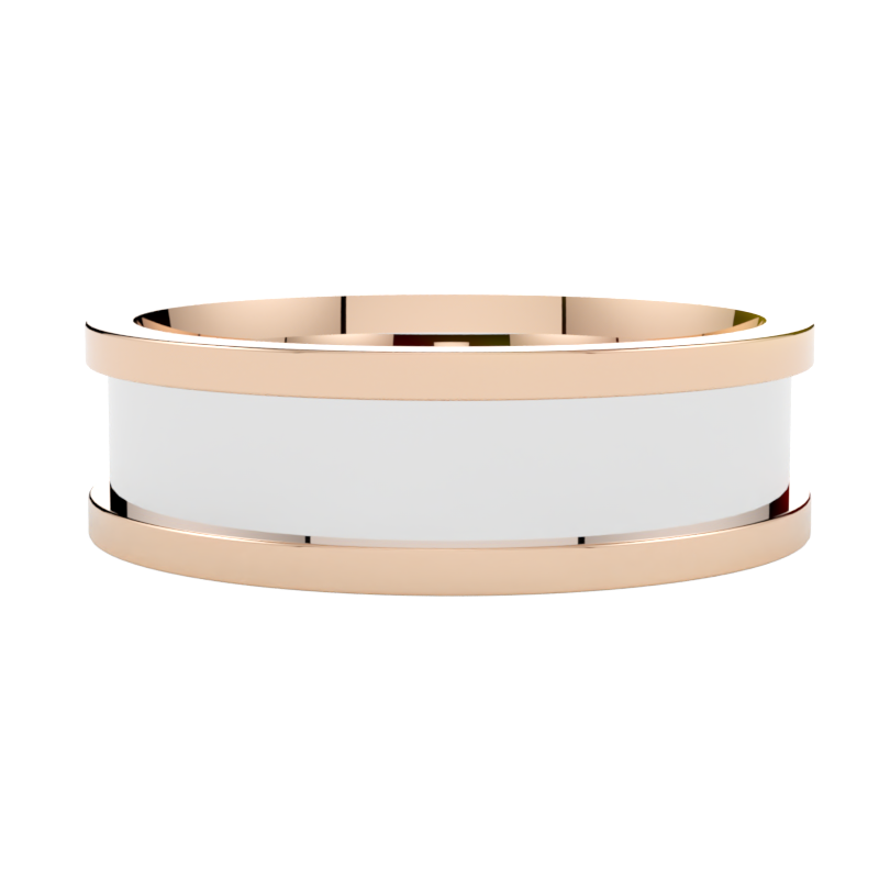 Obrączka ślubna wielokolorowa z białego i różowego złota profil płaski